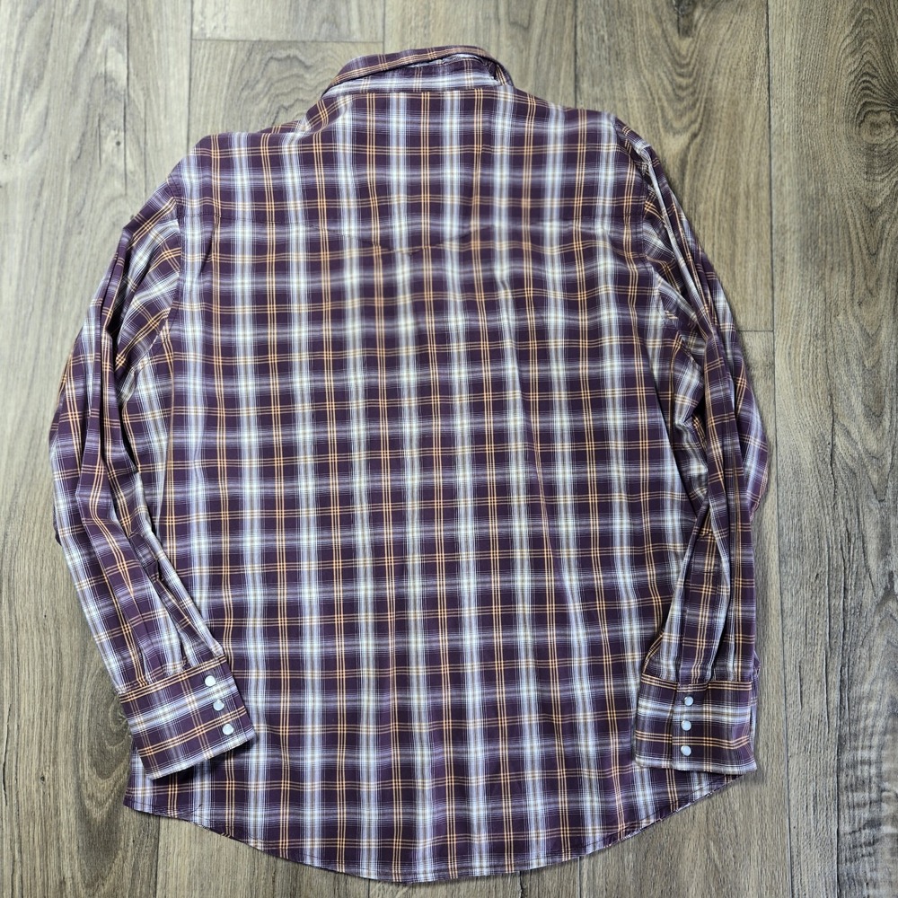 Vintage Wrangler Mens Purple‎ Plaid Pearl Snap Button Up Western Size XL Rodeo - Picture 7 of 11